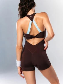 VARSIVA Women's Striped Colorblock Fitted Athletic Romper - Multicolor - View 5