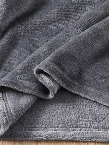 SHEIN 青少年男孩 2件組休閒字母刺繡圖案長袖毛絨睡衣套裝，適合秋冬保暖 - 灰色 - 查看 5