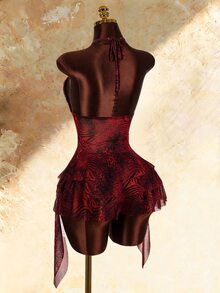 Amplova Women's Halter Neck Backless Leopard Print Jumpsuit - Multicolor - View 4