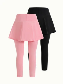 SHEIN 2PCS Young Girls Leggings - Multicolor - View 3