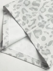 SHEIN 青少年女孩/Tween女孩秋冬休閒街頭時尚灰色豹紋高腰抽褶拼色拼接寬鬆直筒運動長褲，適合返校季與日常穿著 - 淺灰色 - 查看 6