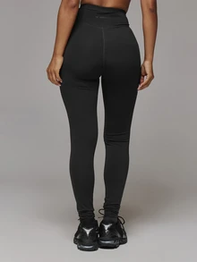 Musera Sport Dipped V Front Back Logo Printed Fitted Active Legging An Fitted Mini Short Active Multipack Sport Essentials Basics Autumn Fall Winter - Black - View 3