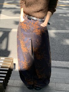 DAZY Tween Girl) Jacquard Loose Straight Leg Casual Washed Denim Pants Autumn/Winter Everyday Jeans - Blue - View 3