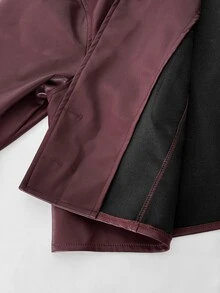 Maweii Plus Size Women's Autumn/Winter Plus Size Lapel Long Sleeve Jacket Cool Loose Fit - Burgundy - View 9