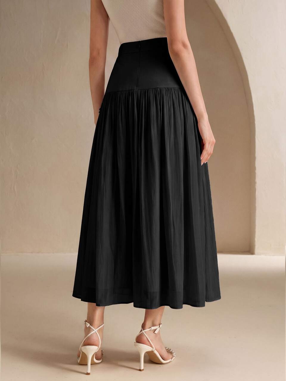 Elegant Romantic Spring Summer Asymmetric Applique Patchwork Fabric Waist-Cinching Slimming Flared Women's Skirt Summer Clothes , Beach Outfit For Women ,Vacation Outfits Women