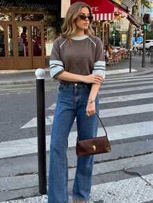Serisse Women's Round Neck Long Sleeve Knit Top - Brown - View 5