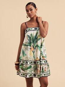 Travachic Women's Tropical Print Spaghetti Strap Dress - Multicolor - View 4