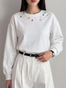 DAZY Women's Round Neck Short Sleeve Printed Casual Pullover T-Shirt - White - View 3