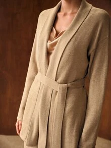 MOTF PREMIUM AUTUMN/WINTER WOMEN'S KHAKI SWEATER 2 PIECES SET ELEGANT - Khaki - View 2