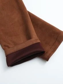 Balvessa Women's Lapel Short Suede Jacket, Spring & Autumn Light Luxury Style High-End Texture, Suitable For Daily Wear, Commuting, Office Outfit Etc. - Coffee Brown - View 3