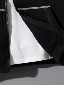 SHEIN 青少年男童簡約街頭風字母印花拉鍊冬季衛衣，休閒舒適，布料柔軟，灰色，適合秋季、上學、返校季等場合。 - 彩色 - 查看 6