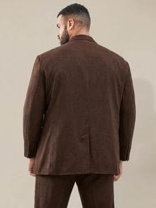 EASEVO Men's Plus Size Casual Woven Long Sleeve 3D Pocket Blazer Jacket - Coffee Brown - View 2