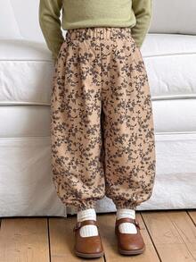 DAZY 2pcs/Set Young Girl Ditsy Floral Elastic Waist Tapered Pants - Multicolor - View 4