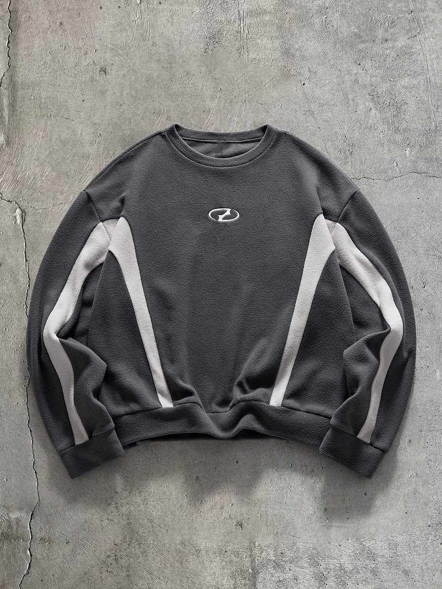 AXEPEAK Men's Crew Neck Long Sleeve Loose Fit Pullover Sweatshirt - Grey - View 1