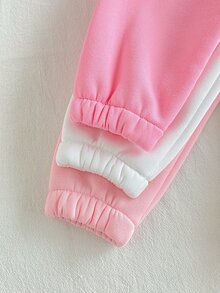 SHEIN 幼兒女嬰可愛粉白花卉亮片蝴蝶結羅紋長袖運動衫褲套裝 生日秋季假期連身毛衣 親子套裝 - 彩色 - 查看 7
