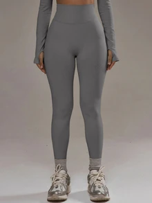 Musera Sport High Rise Seamless Leggings Bottom Only Padel Winter Activewear Sport Gym Workout - Dark Grey - View 4