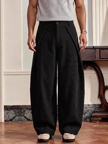 EASEVO Men's Plus Size Solid Color Casual Daily Travel Long Pants With Pockets - Black - View 7