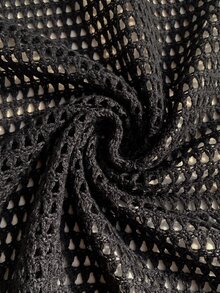 Comfortcana Plus Size Mesh Hollow Out Pullover Sweater - Black - View 3