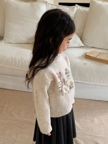 DAZY Baby Girl Round Neck Long Sleeve Autumn Winter Sweater - Apricot - View 2