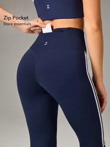 OutZeal Gym Wear Women Sports Pants Yoga Workout Pilates Quick-Dry Tummy Control Flared Legs Active Bottoms - Navy Blue - View 4