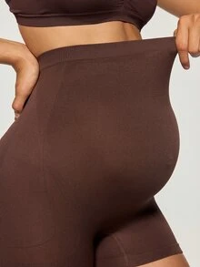 SHAPORA Women's Popular Fashion Comfortable Minimalist Solid Color High Cost-Performance High Quality Seamless Maternity Panties 1pc - Coffee Brown - View 6