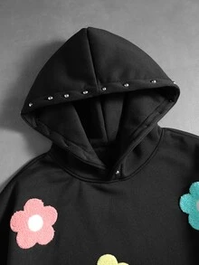 ROMWE MEN Men's Floral Towel Embroidery Loose Fit Hoodie for Sale ...