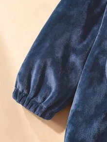 SHEIN 1件新生兒男嬰動物連身衣 可愛甜美海軍藍恐龍尾巴尖刺長袖連帽加厚款 萬聖節派對冬季萬聖節聖誕毛絨 - 藏蓝色 - 查看 8