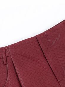 INAWLY Women's Burgundy Woven Leather Shorts - Burgundy - View 6