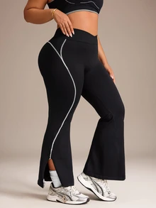 SHEIN Rhythm Era Seamless High Elasticity Women Plus Size Sports Leggings - Black - View 7