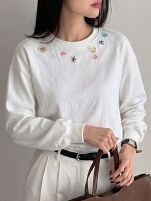 DAZY Women's Round Neck Short Sleeve Printed Casual Pullover T-Shirt - White - View 7