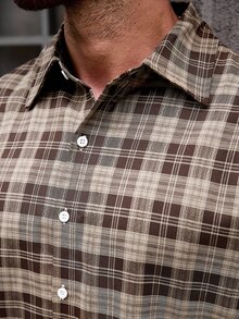 Manfinity Homme Men's Plus Size Plaid Short Sleeve Shirt, Casual Fashion Creative Personalized Streetwear - Brown - View 4
