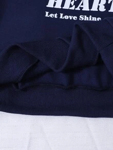 SHEIN 女童大童春秋冬季休閒兩件套，紐約字母印花立領衛衣與短褲套裝，保暖校園穿搭，適合日常上學通勤、外出散步、購物旅行，可搭配夾克、背心或鋪棉外套 - 藍色 - 查看 6