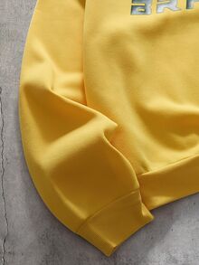 AXEPEAK Men's Letter Print Long Sleeve Sports Shirt - Light Yellow - View 4