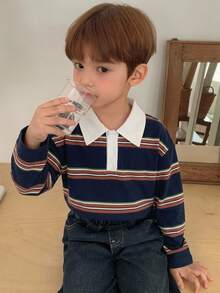 Dazy Kids 兒童秋季服飾 小男孩休閒版型字母印花日系森系風格T恤 - 藏蓝色 - 查看 3