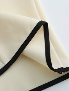 Celisse A Ladies' Retro Stand-Up Collar Long-Sleeved Fitted And Elegant Coat, Featuring Decorative Buttons On The Front And A Contrasting Color Design. - White - View 4
