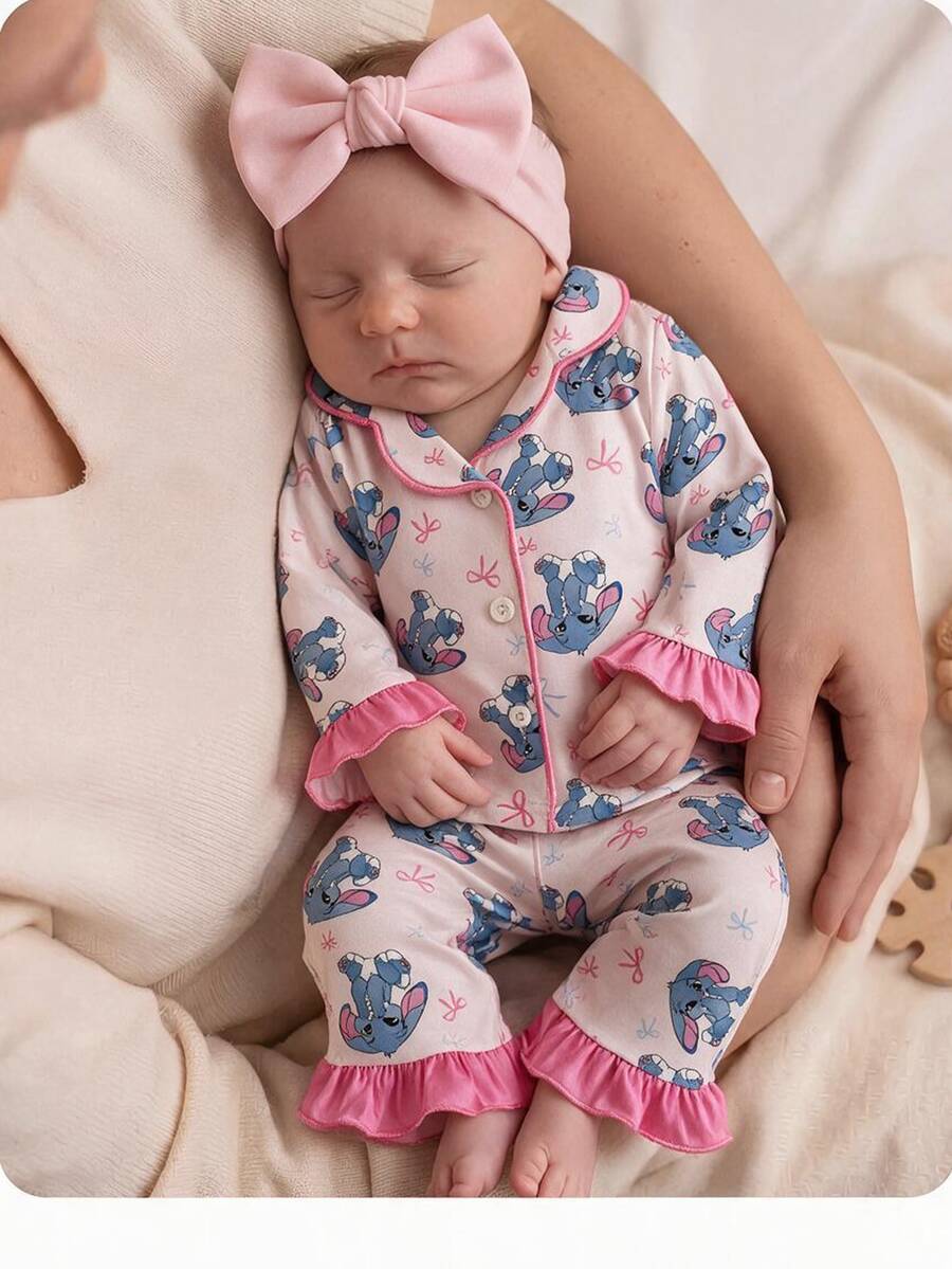 新生嬰兒睡衣 - 淺粉色 - 查看 1