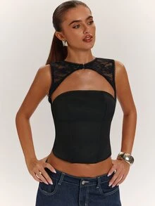 SHEIN BAE Women's Sexy Elegant Cutout Neckline Backless Twist Design Top - Black - View 6