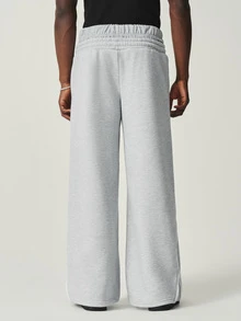 STYNVO Men's Fashionable Waist Print Design Drawstring Sweatpants - Grey - View 2
