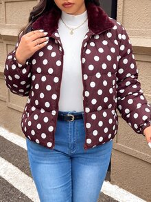 Lounesse Plus Size Women's Short Padded Coat With Fleece Lining - Rusty Rose - View 5