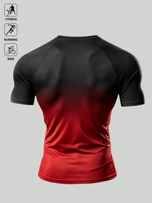GymBeat Men's Crew Neck Colorblock Fashion Sports T-Shirt - Multicolor - View 2