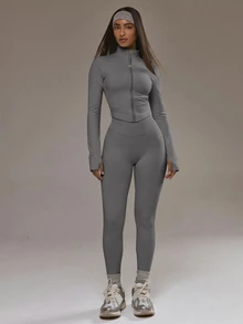 Musera Sport High Rise Seamless Leggings Bottom Only Padel Winter Activewear Sport Gym Workout - Dark Grey - View 5