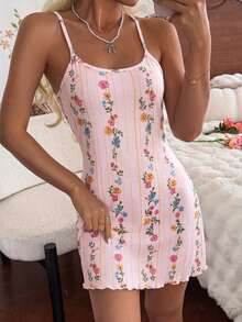CottageSlumber Women's Short Camisole Summer Cute Floral Print Loungewear - Pink - View 6