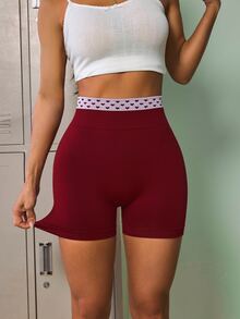 SHEIN Core Rhythm Seamless Heart Butt Lifting Leggings - Burgundy - View 4