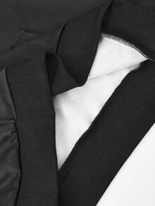 SHEIN 1件青少年男孩極簡高街小印花圖案套頭運動衫，舒適面料，獨特版型，秋冬新款，適合多種場合 - 黑色 - 查看 6