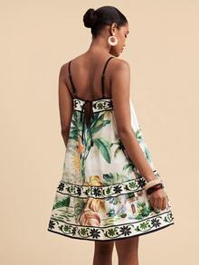 Travachic Women's Tropical Print Spaghetti Strap Dress - Multicolor - View 2
