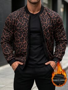 Manfinity Homme 男士時尚百搭豹紋拉鍊長袖夾克 - 彩色 - 查看 5