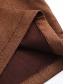 Balvessa Women's Lapel Short Suede Jacket, Spring & Autumn Light Luxury Style High-End Texture, Suitable For Daily Wear, Commuting, Office Outfit Etc. - Coffee Brown - View 6