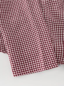SHEIN PariChic Women's Plaid Patchwork Ruffle Square Neck Long Sleeve Elegant Blouse - White - View 7
