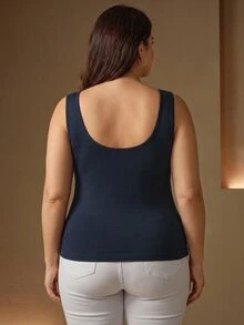 Anewsta Plus Size Spring Summer Seamless Rhinestone Elegant Versatile Women's Tank Top - Blue - View 7