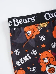 SHEIN X Care Bears Men's Letter Waistband Cartoon Print Casual Boxer Briefs - Black - View 3